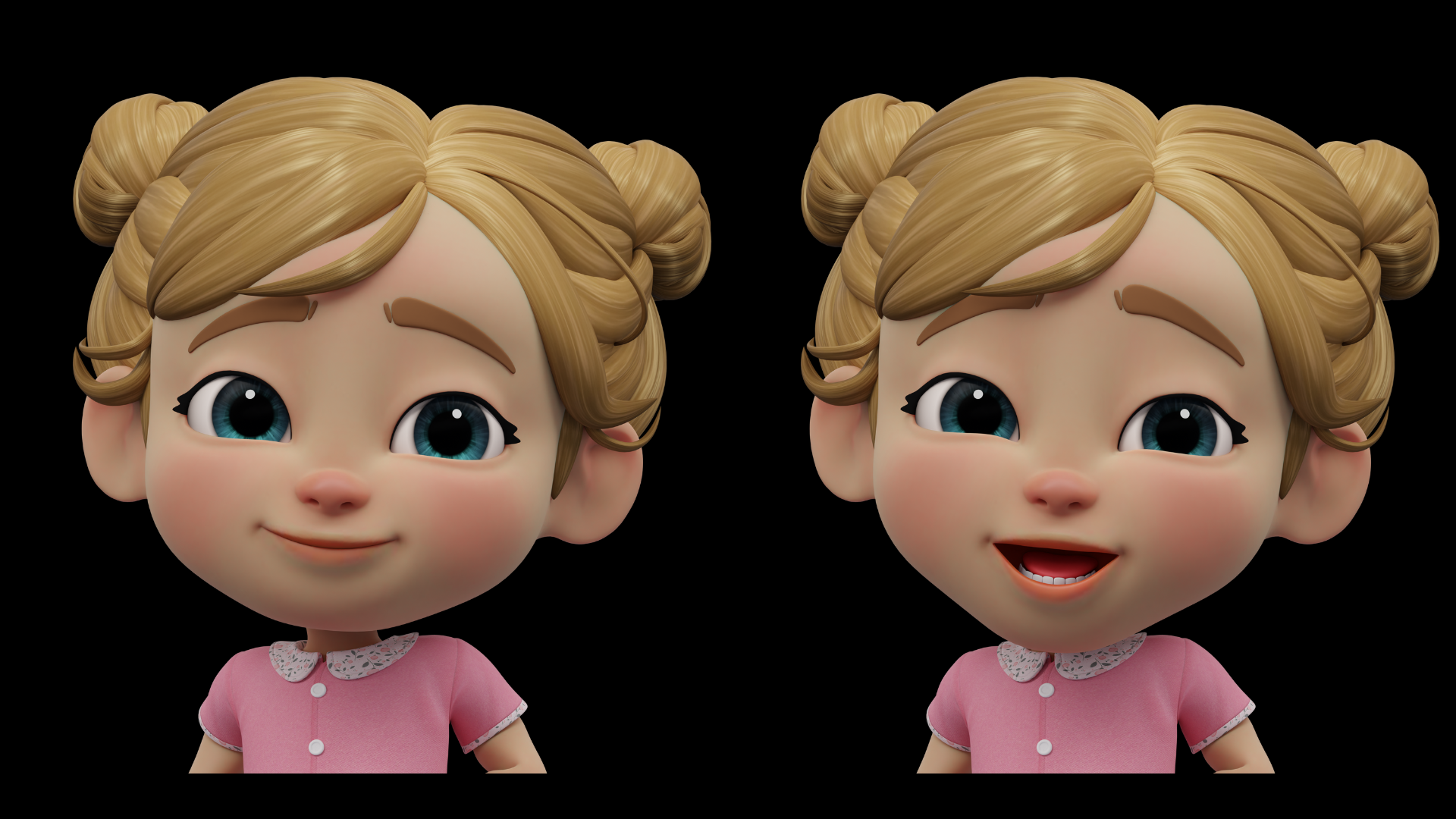 Cartoon baby girl 3D character showcase 5